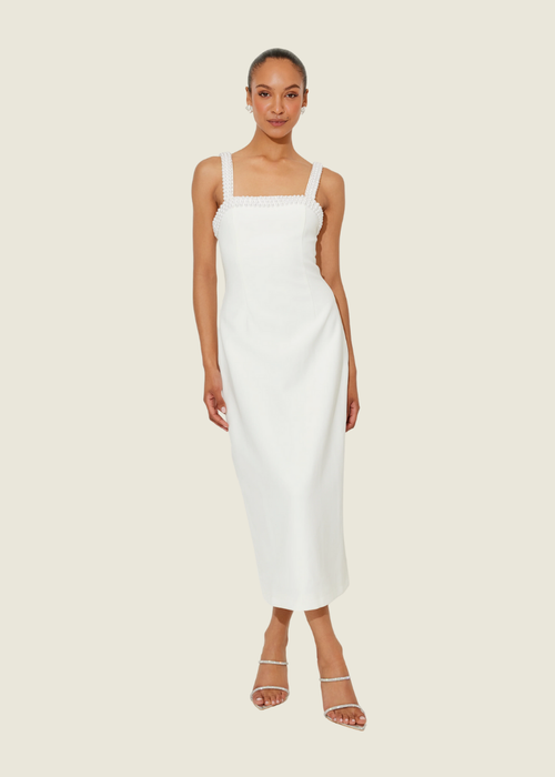 Odd Muse Pearl Trim Midi Dress