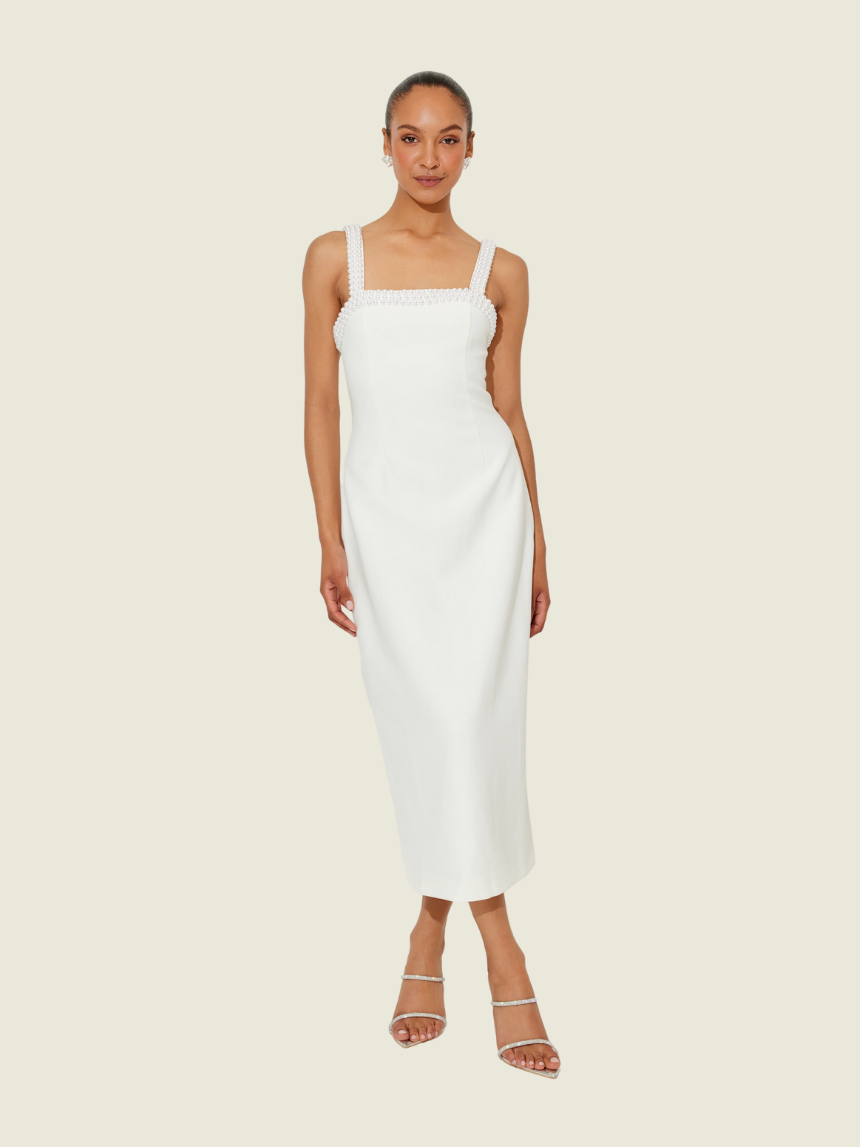 Odd Muse Pearl Trim Midi Dress