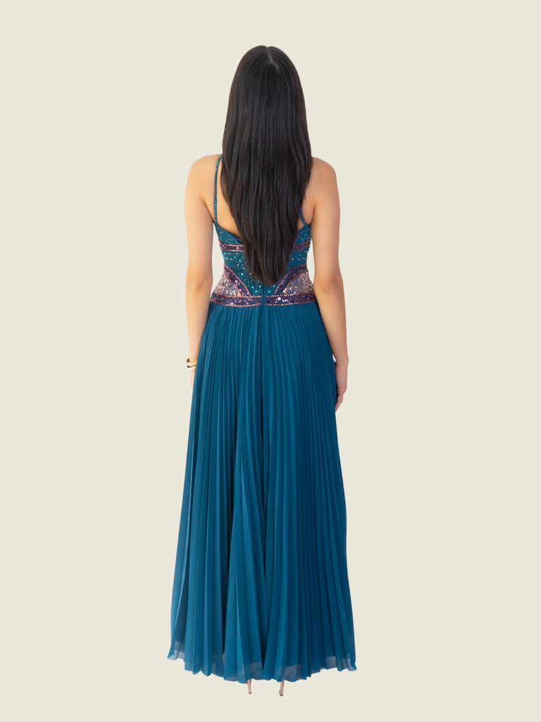 Paolo Blanco Custom Blue Halter Gown