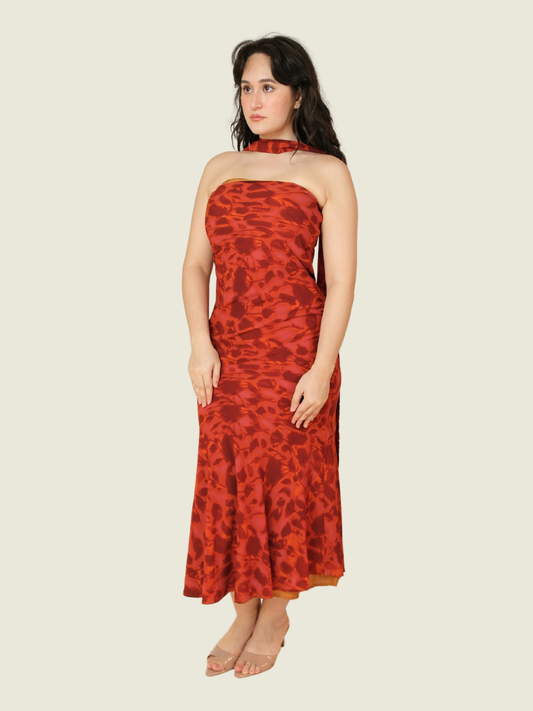 Peppermayo Under the Pagoda Maxi Dress in Deep Red Floral (S)