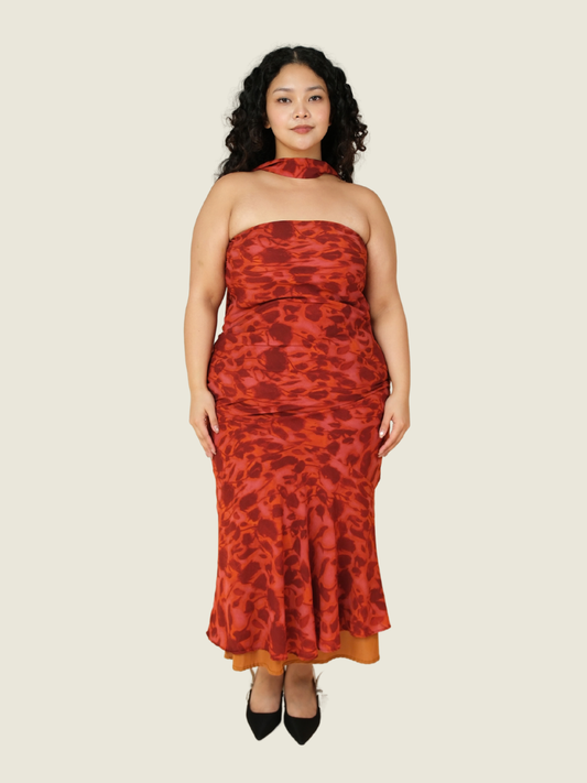 Peppermayo Under the Pagoda Maxi Dress in Deep Red Floral (L)