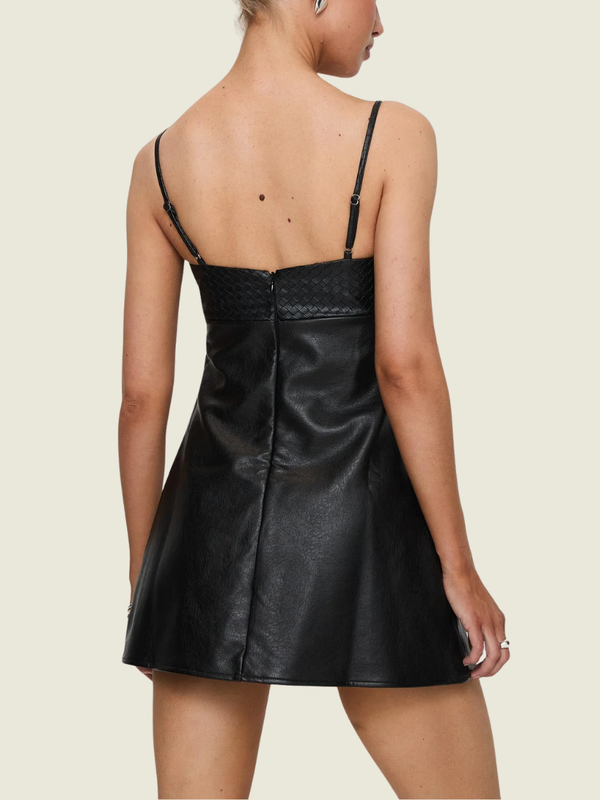 Princess Polly Isak Woven Faux Leather Mini Dress