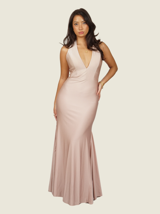 PromGirl Pink Deep-V Backless Dress