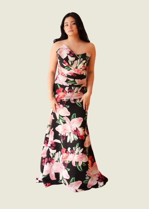 Rajo Laurel Black Floral Gown