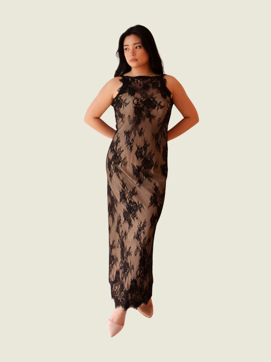 Rajo Laurel Black Lace Gown