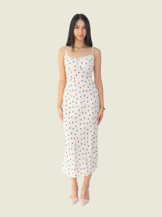 Realisation Par Alba White Strawberry Dress