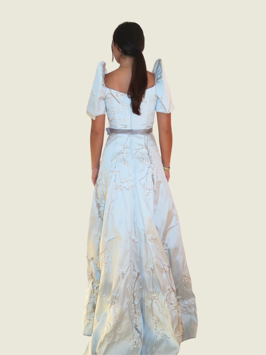 Rhett Eala Baby Blue Silver Textured Filipiniana Gown