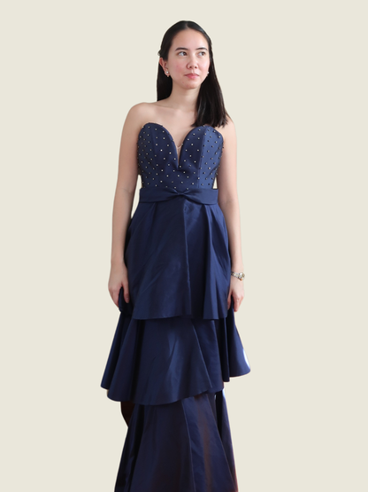 Rhett Eala Custom Blue Tiered Gown