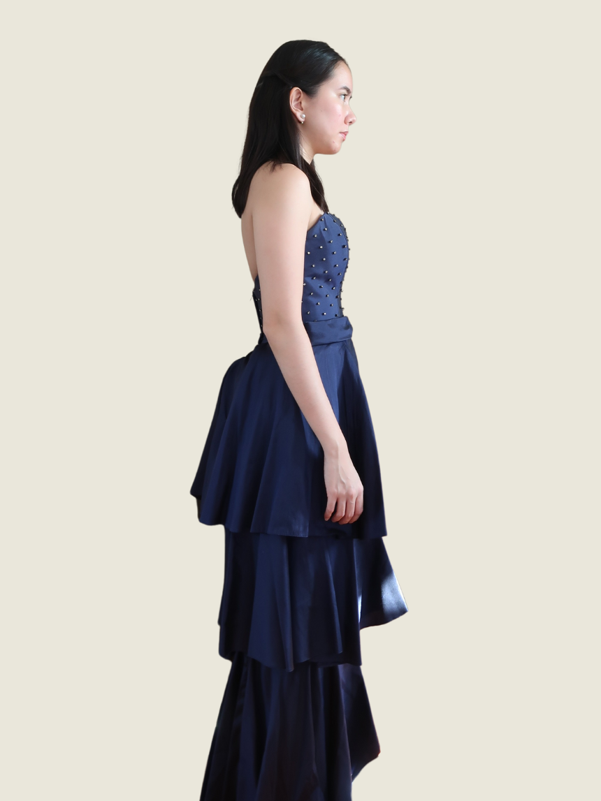 Rhett Eala Custom Blue Tiered Gown