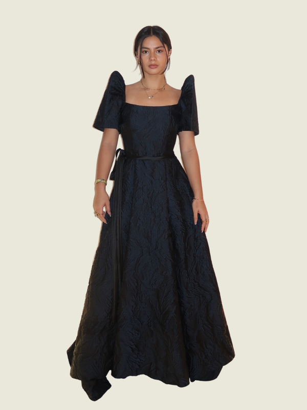 Rhett Eala Midnight Blue Brocade Filipiniana Gown