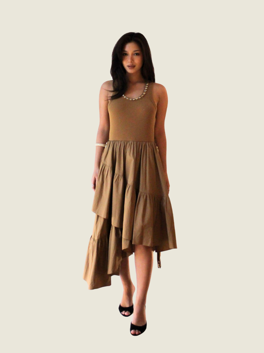Rosanna Ocampo Brown Dress with Collar Details