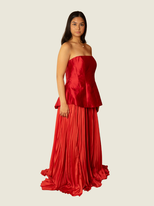 Rosbert Villar Custom Corset Top and Pleated Skirt Set
