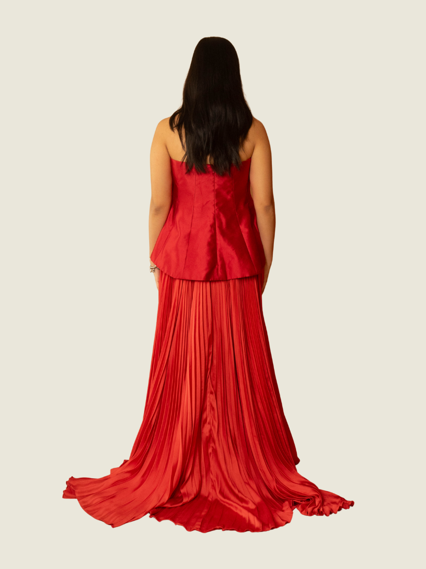 Rosbert Villar Custom Corset Top and Pleated Skirt Set
