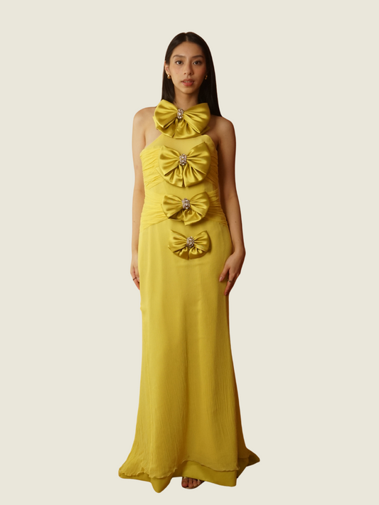 Rosbert Villar Custom Multi-Bow Long Gown
