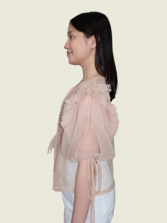 Sassa Jimenez Nude Chiffon Top