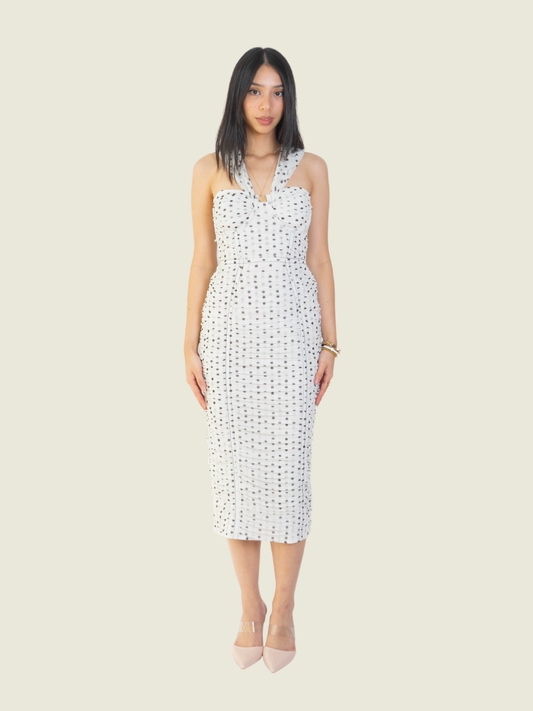 Self Portrait Sweetheart Polka Dot Midi Dress