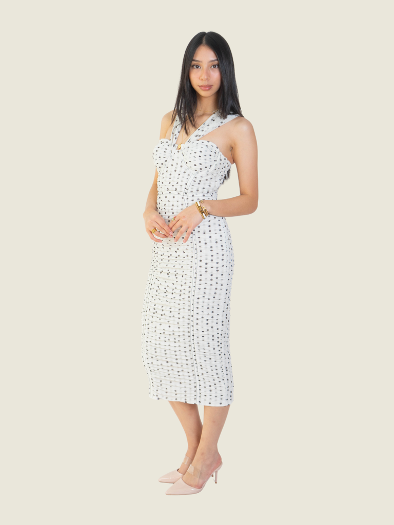 Self Portrait Sweetheart Polka Dot Midi Dress