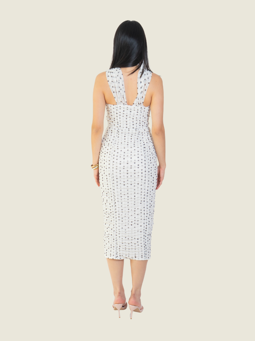 Self Portrait Sweetheart Polka Dot Midi Dress