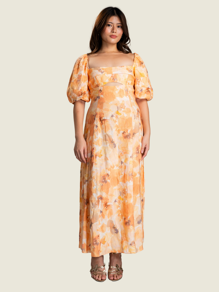 Significant Other Lois Yellow Linen Maxi Dress