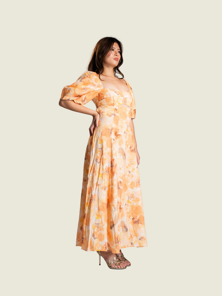Significant Other Lois Yellow Linen Maxi Dress