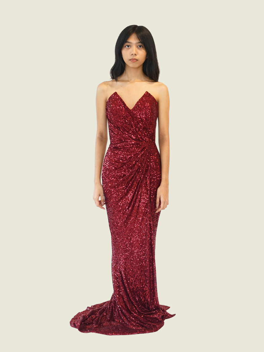 Steph Tan Couture Red Sequin Gown