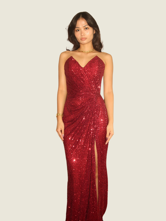 Steph Tan Couture Red Sequin Gown