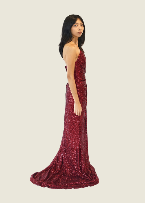 Steph Tan Couture Red Sequin Gown hover image