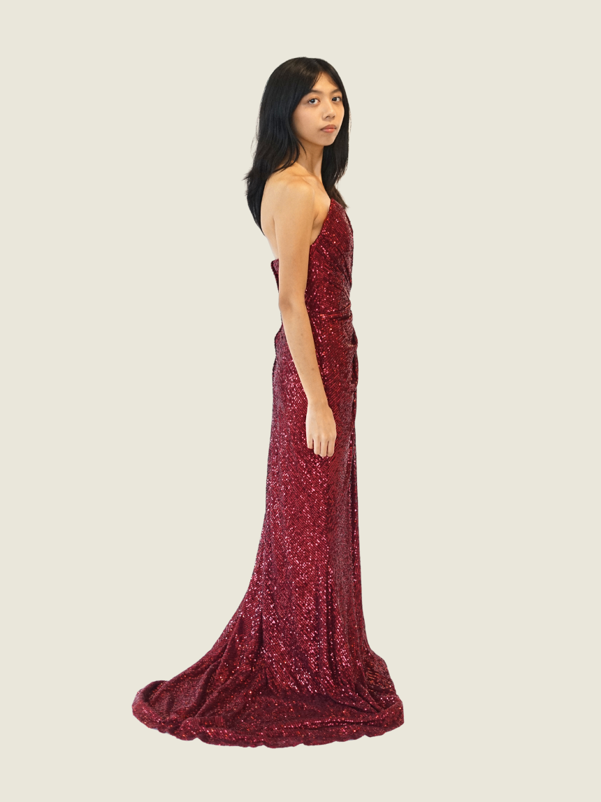 Steph Tan Couture Red Sequin Gown