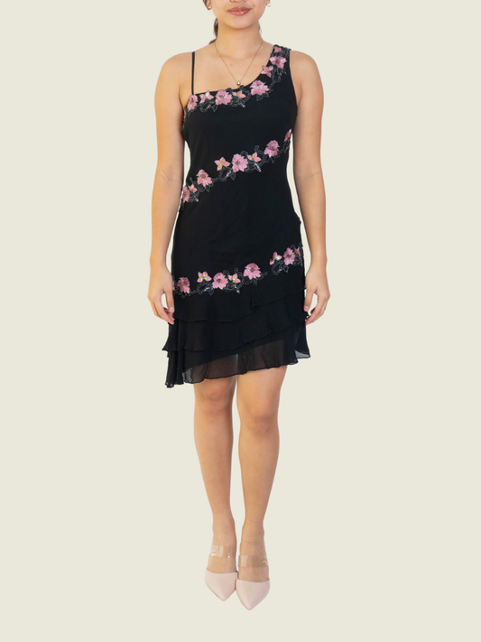 Sue Wong Black Floral Dress