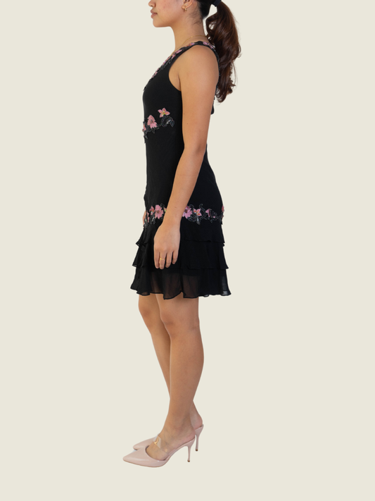 Sue Wong Black Floral Dress