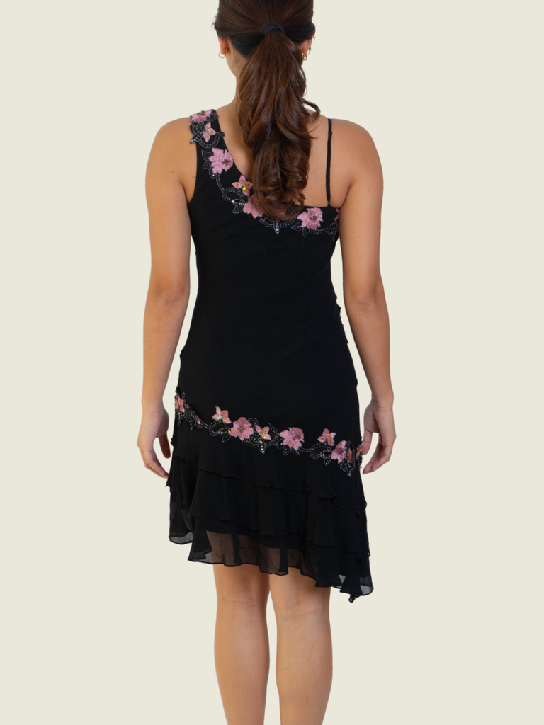 Sue Wong Black Floral Dress