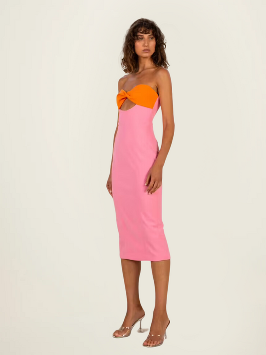 Misha Antonella Bonded Crepe Midi Dress