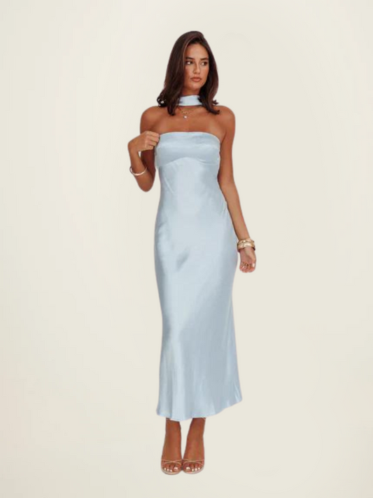 Selfie Leslie Damsel Reverse Halter Maxi Dress