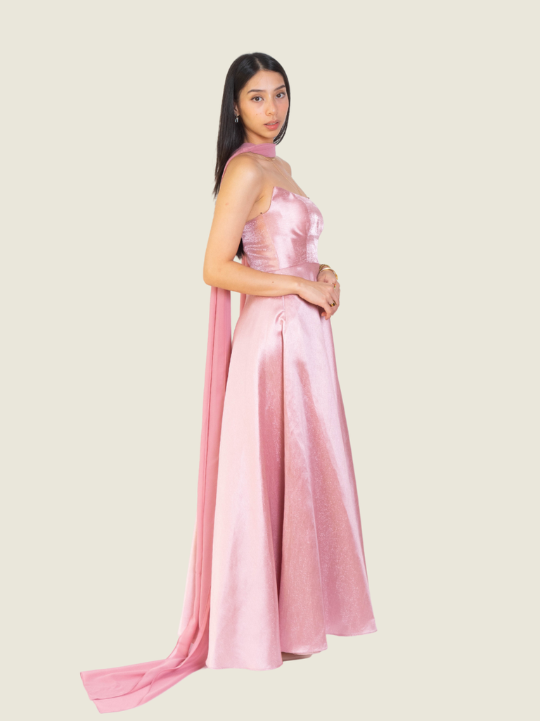 Ushi Sato Custom Old Rose Gown with Scarf