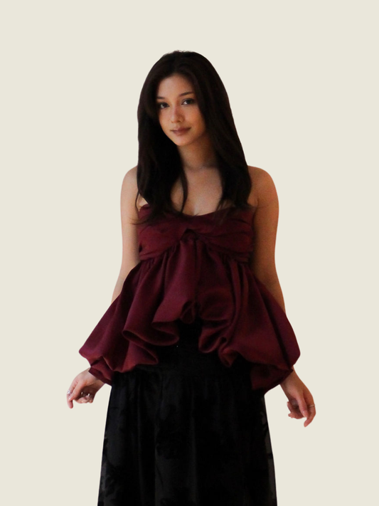 Vania Romoff Burgundy Peplum Top (S)