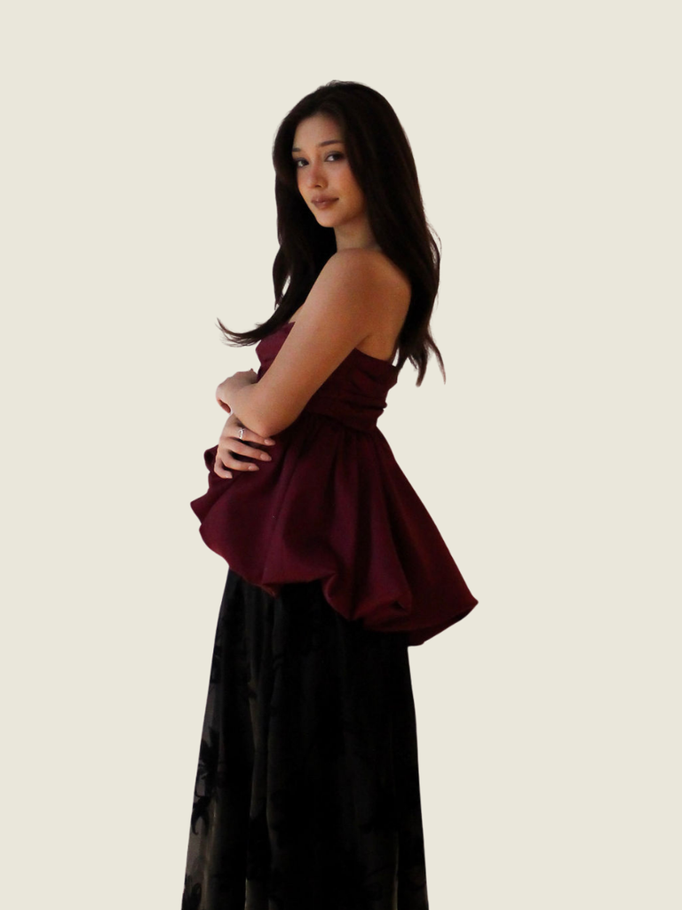 Vania Romoff Burgundy Peplum Top (S)
