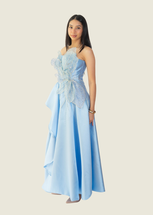 Vee Tan Custom Blue 3D Beaded Gown hover image