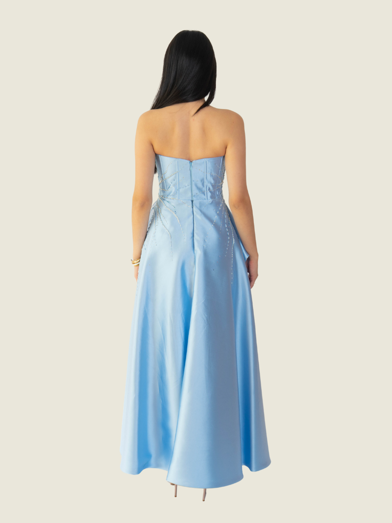Vee Tan Custom Blue 3D Beaded Gown