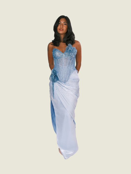 Vee Tan Custom Embellished Two-Piece Corset Evening Gown