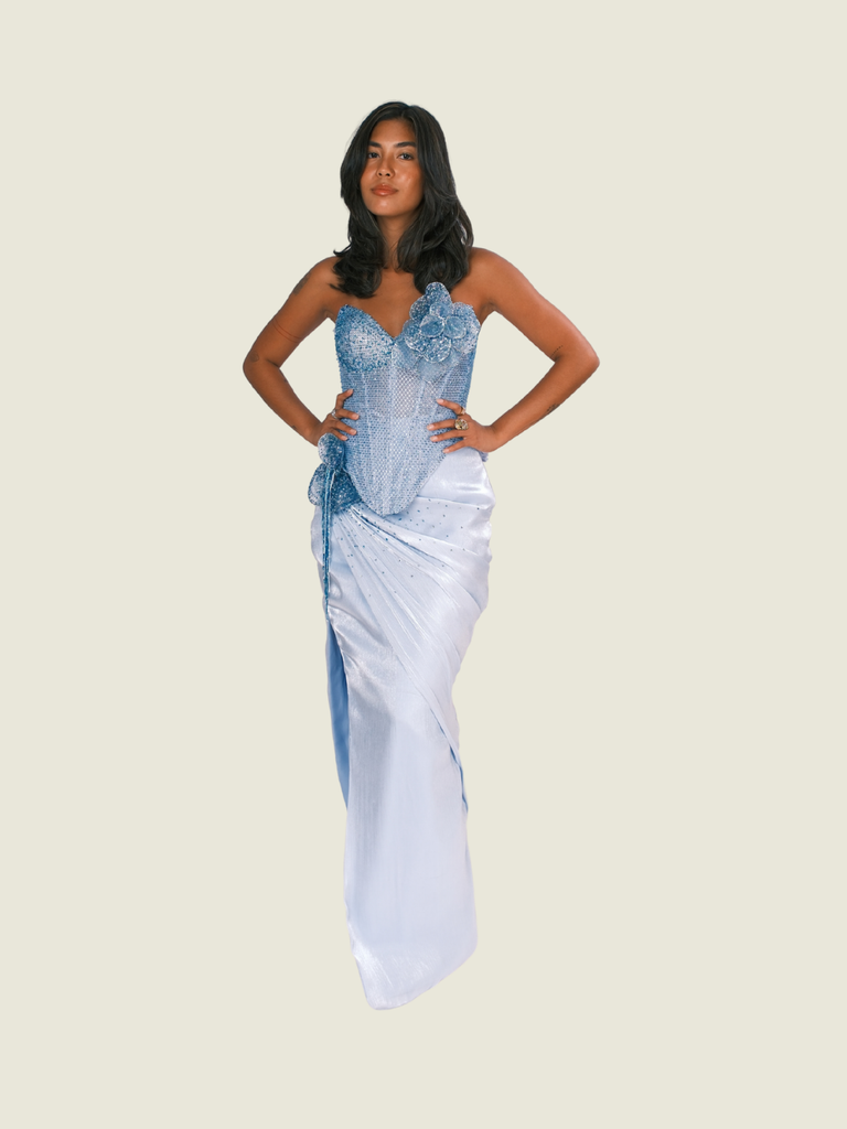 Vee Tan Custom Embellished Two-Piece Corset Evening Gown