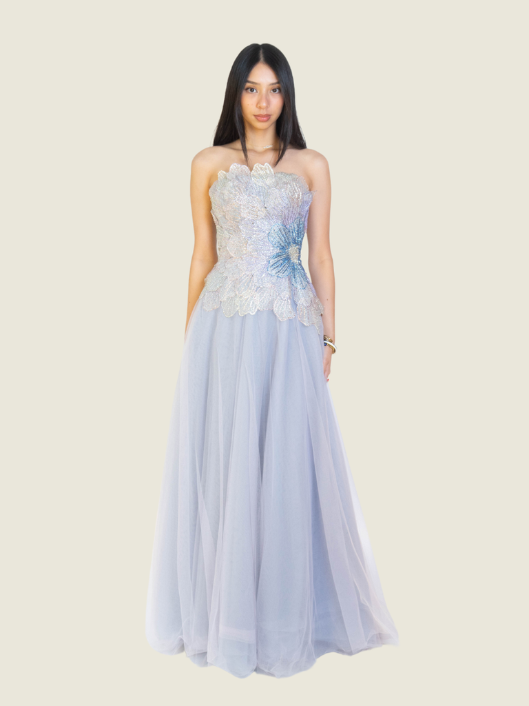 Vee Tan Custom Floral Beaded Corset Gown