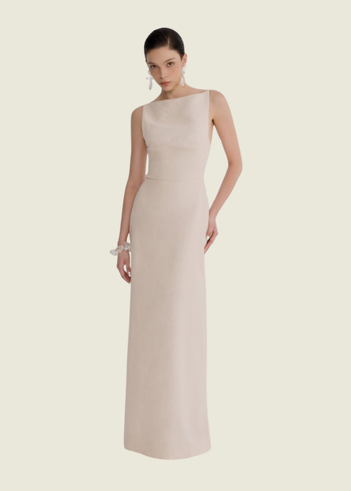 White Ant Beige Margot Open Back Dress