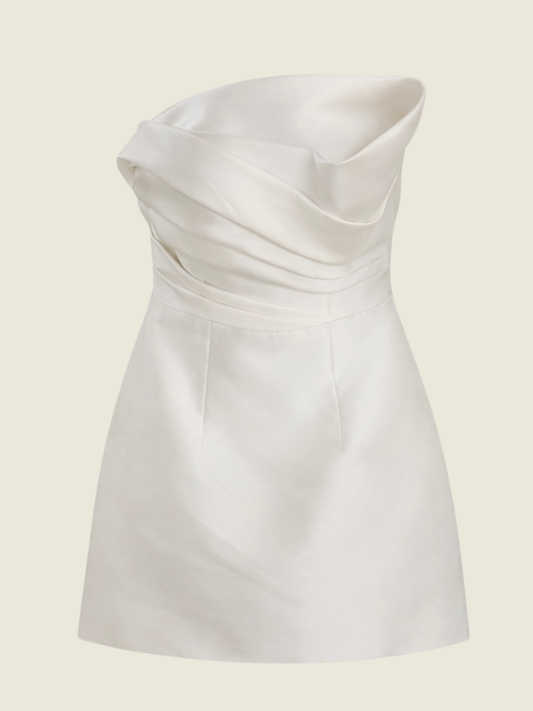 White Label Bridal White Minimalist Mini White Dress in L