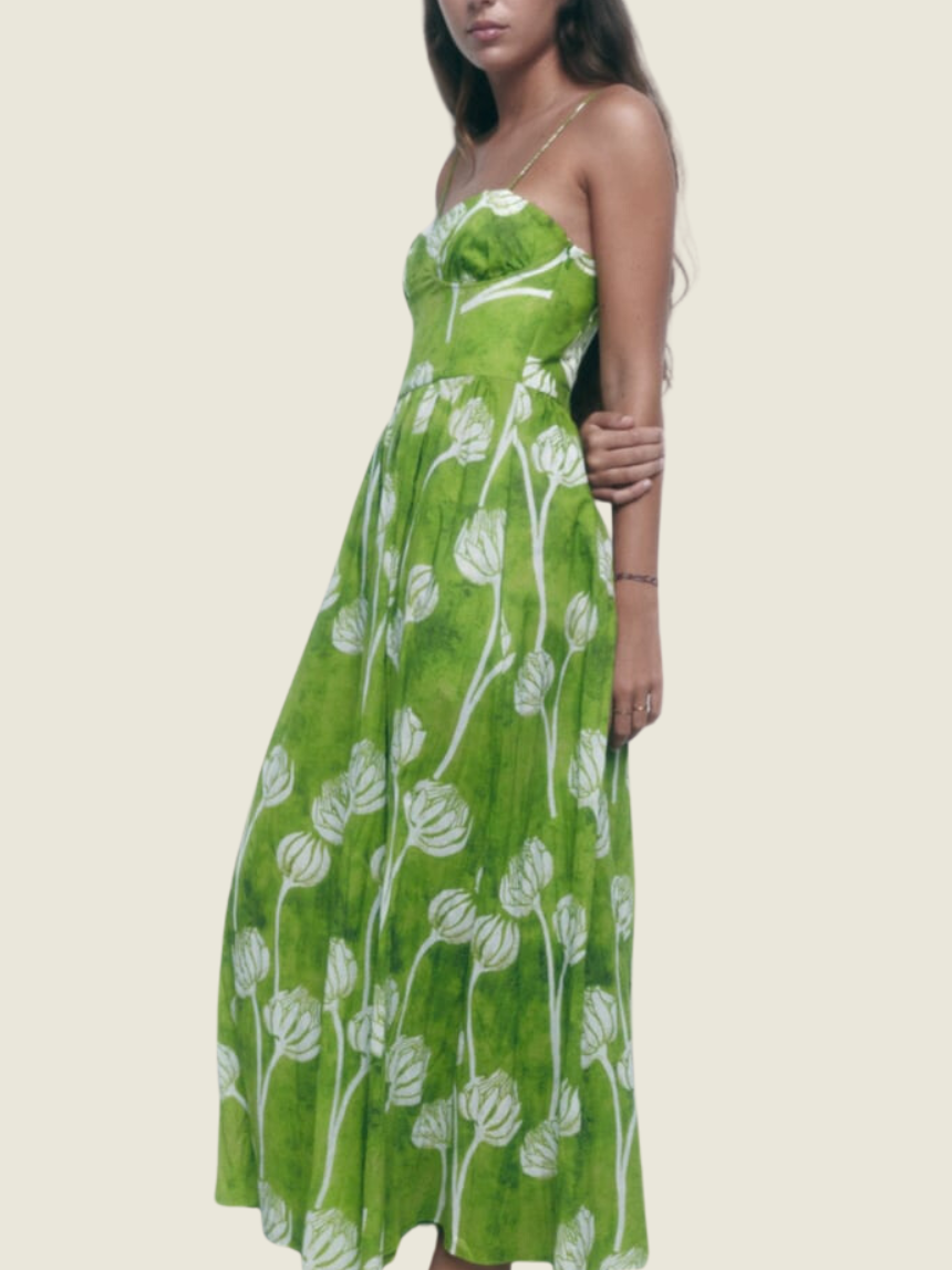 Zara Floral Green Dress