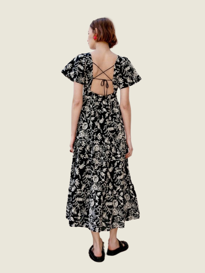 Zara Black Embroidered Midi Dress