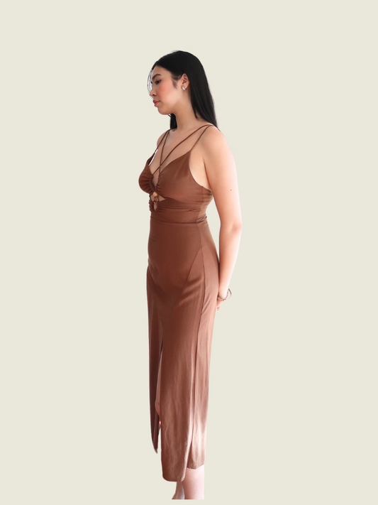 Zara Brown Cut Out Dress