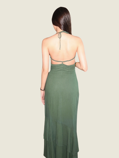 Zara Green Cutout Beaded Dress