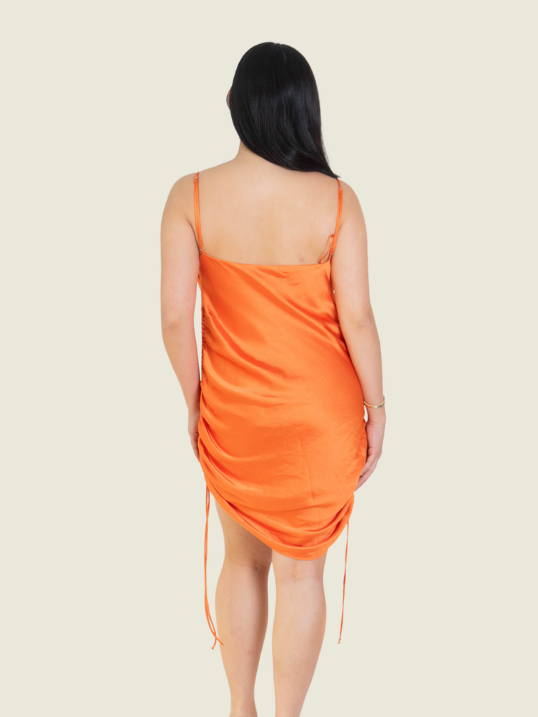 Zara Orange Cowl Neck Dress