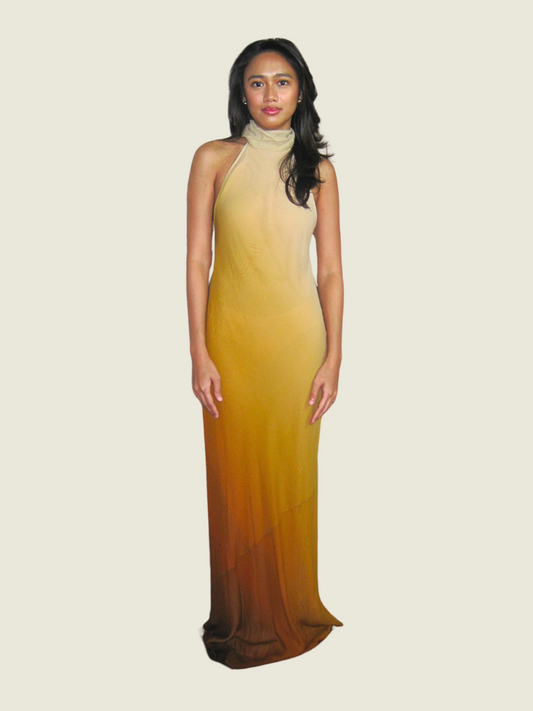 Zara Sun Kissed Tie Dye Halter Maxi Dress