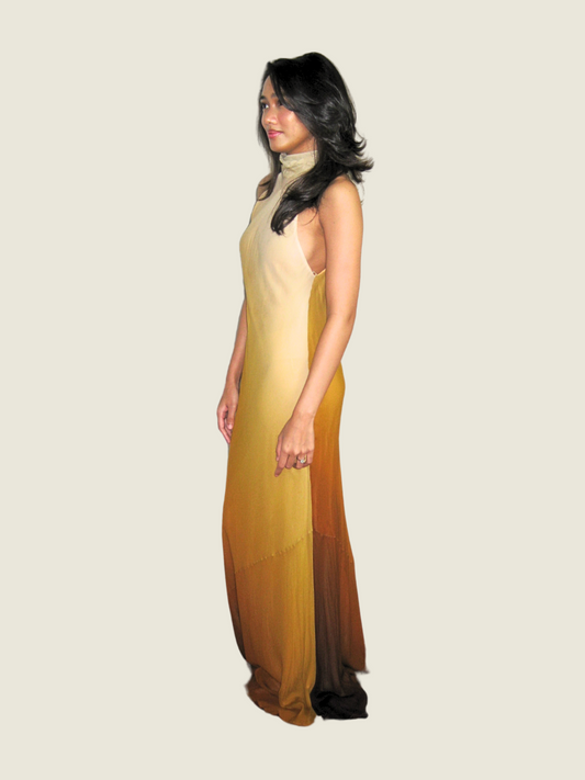 Zara Sun Kissed Tie Dye Halter Maxi Dress